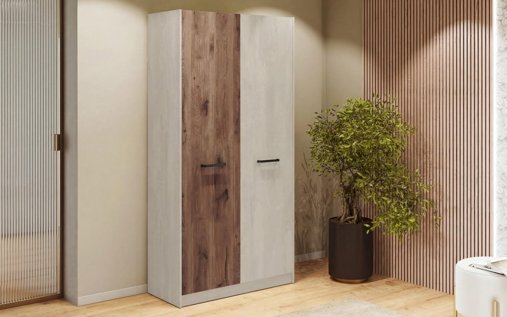 Double-winged wardrobe Ketty 1, Silk + dark Scandinavian oak  1